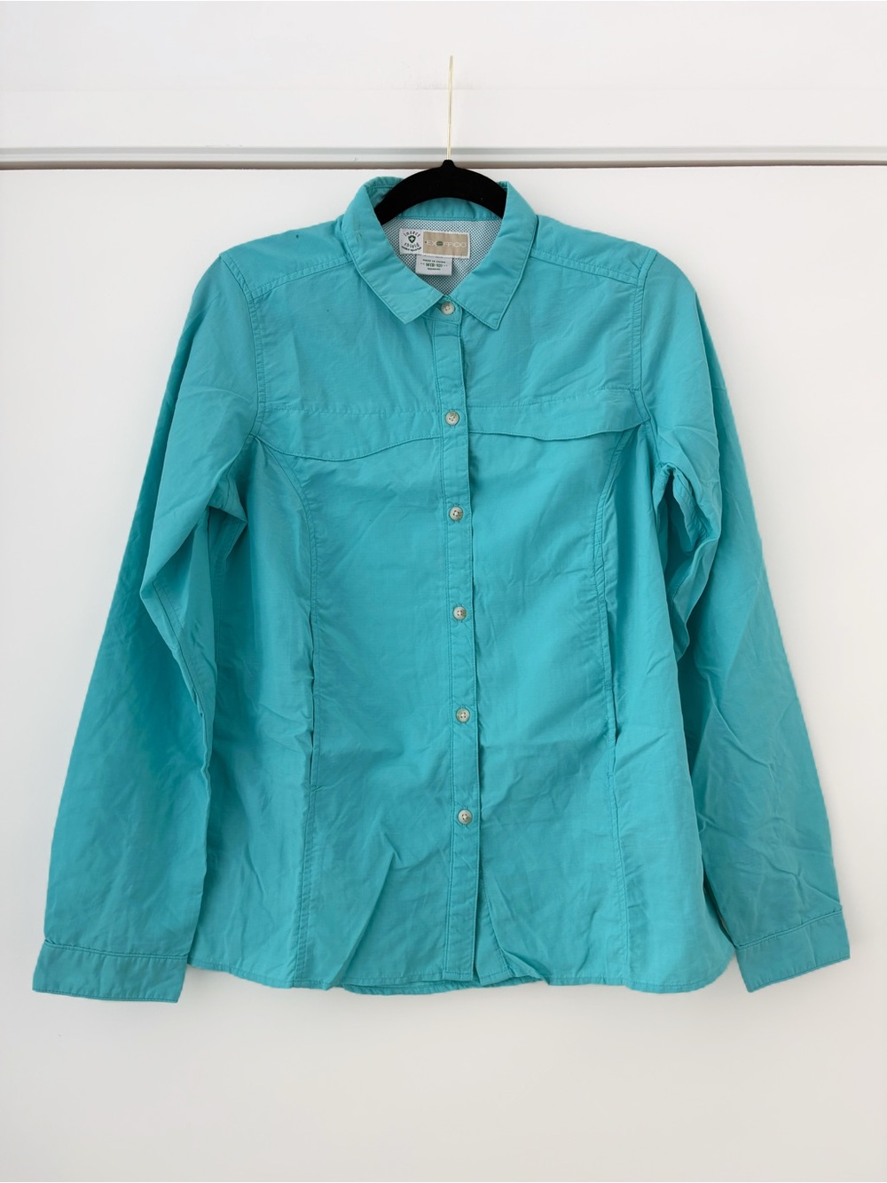 NWOT Exofficio BugsAway Insect Shield Turquoise Button-Down Shirt M
